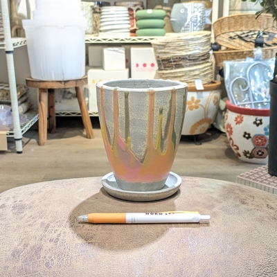 【 71 】内径 約9.5cm 高さ 約13cm (受皿付・鉢底穴あり)