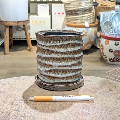 【 75 】内径 約10.5cm 高さ 約12cm (受皿付・鉢底穴あり)