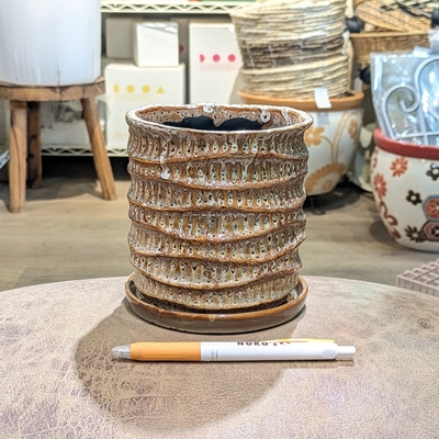 【 77 】内径 約10.5cm 高さ 約12cm (受皿付・鉢底穴あり)