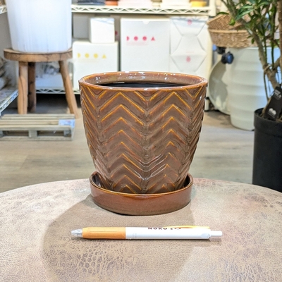 【 122 】内径 約12cm 高さ 約12.5cm (受皿付・鉢底穴あり)