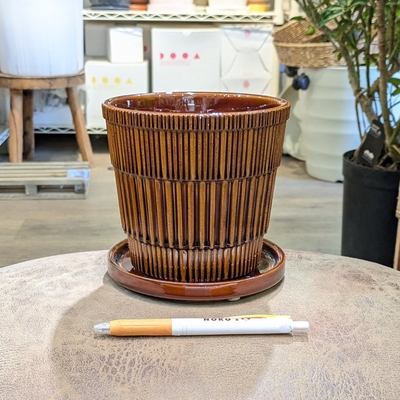 【 123 】内径 約12.5cm 高さ 約13cm (受皿付・鉢底穴あり)