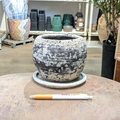 【 127 】内径 約9.5cm 高さ 約11cm (受皿付・鉢底穴あり)