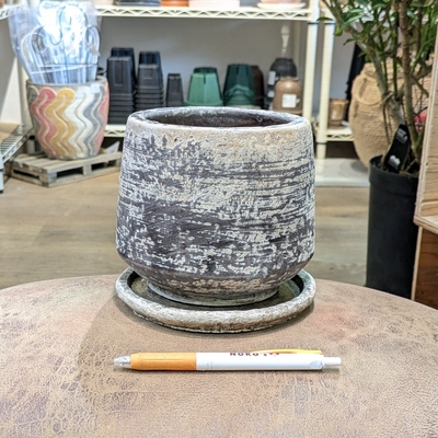 【 128 】内径 約10cm 高さ 約13cm (受皿付・鉢底穴あり)
