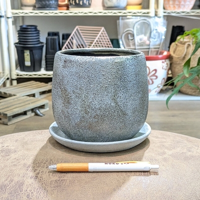 【 142 】内径 約12cm 高さ 約13cm (受皿付・鉢底穴あり)