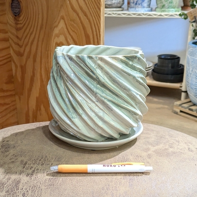 【 158 】内径 約12cm 高さ 約14cm (受皿付・鉢底穴あり)
