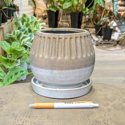 【 179 】内径 約10cm 高さ 約13cm (受皿付・鉢底穴あり)