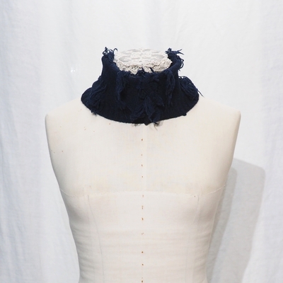 ホームスパン　ラム フリンジ ネックウォーマー 　#7938　ネイビー