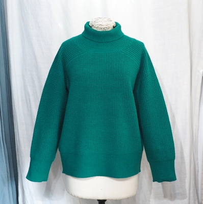 ホームスパン　メリノウール ワッフル編み プルオーバー　#7919　2025年モデル　グリーン