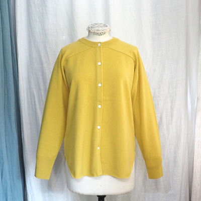 ホームスパン　ラム 12G　クルーネック カーディガン　#7931　イエロー