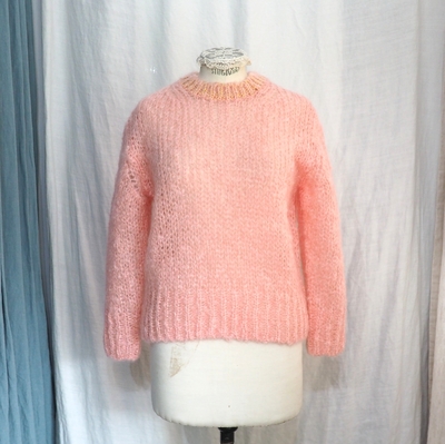 ホームスパン モヘア プルオーバー セーター　#7927　ピンク