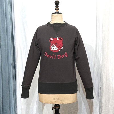 フリーホイーラーズ　デビル ドッグ ダブル Ｖ スウェット シャツ チャコール ブラック × スート ブラック