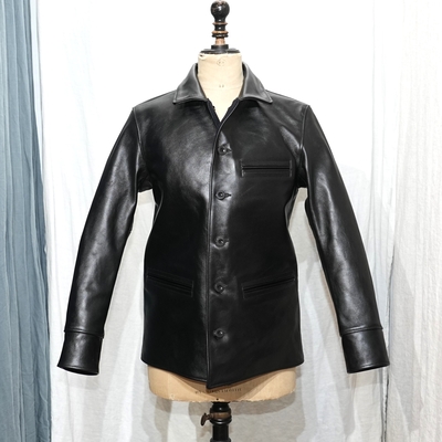 コリンボハンティンググッズ　ストックマンズ レザー コート ブラック ホースハイド