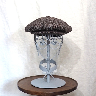 アジャスタブルコスチューム 　ブリティッシュ　ヴィンテージ　ヘリンボーン ツイード　キャスケット　AC-119