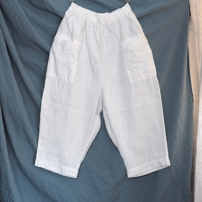 ホームスパン　リネンバイオ　八分丈 パンツ　＃３４０６　オフ白