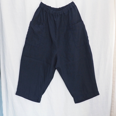 ホームスパン　リネンバイオ　八分丈 パンツ　＃３４０６　ネイビー