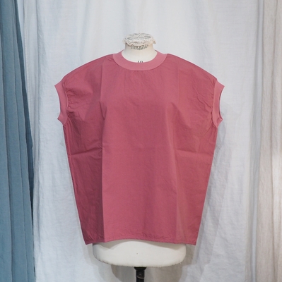 ホームスパン コンパクトウェザー ノースリーブ プルオーバー　#5755　ダークピンク