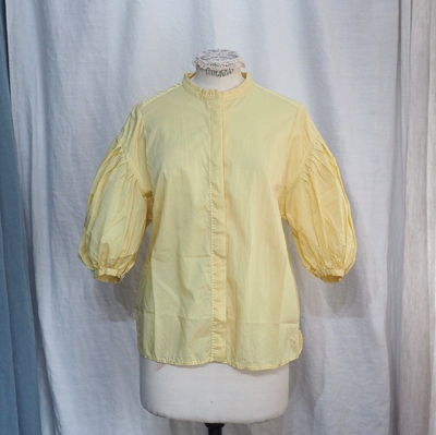 ホームスパン　無地　パフスリーブ ブラウス　＃５７５０　イエロー