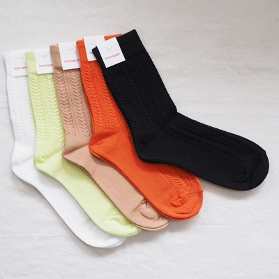 ホームスパン　綿コーマ レース編み ソックス　#8300