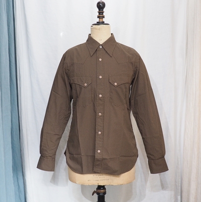 アジャスタブルコスチューム　ピンドット プリント　ウエスタンシャツ　AS-193　BROWN