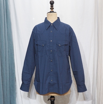 アジャスタブルコスチューム　ピンドット プリント　ウエスタンシャツ　AS-193　NAVY