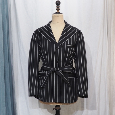 アジャスタブルコスチューム　20's スタイル レガッタストライプ　ベルテッド ジャケット　AJ-225　BLACK