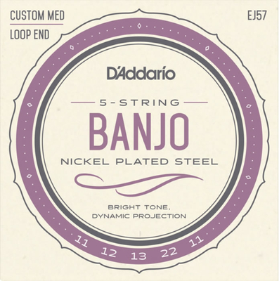 【メール便】【D'Addario （ダダリオ）】【バンジョー弦】 ニッケル Custom Medium 5弦 .011-.022 EJ57