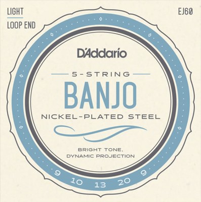 【メール便・送料無料】【D'Addario （ダダリオ）】5弦バンジョー弦　EJ60 Banjo 5-String/Light/Nickel