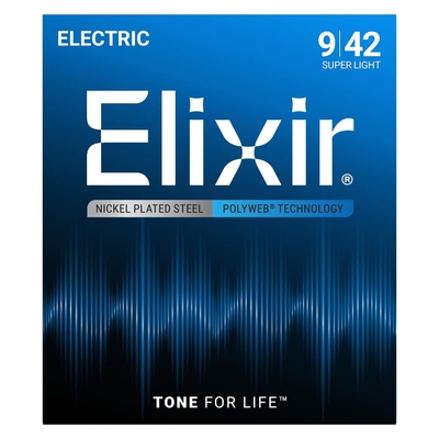 【お買い得2セット】【メール便発送】【Elixir（エリクサー）　エレキギター弦 】 POLYWEB Super Light .009-.042 #12000×2