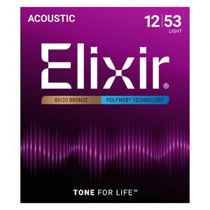 【お買い得2セット】【メール便発送】【Elixir(エリクサー)】 アコースティックギター弦 POLYWEB 80/20ブロンズ Extra Light .012-.053 #11050×2