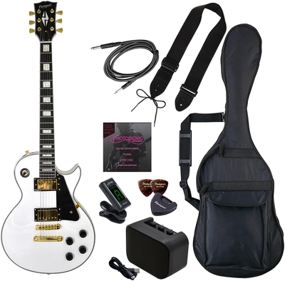 PhotoGenic エレキギター 初心者入門 ライトセット LPカスタムタイプ LP-300C/WH ホワイト