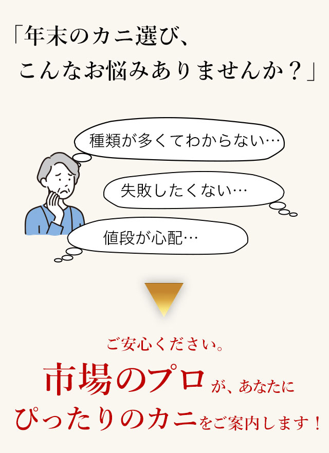 年末のカニ選び、こんなお悩みありがませんか。