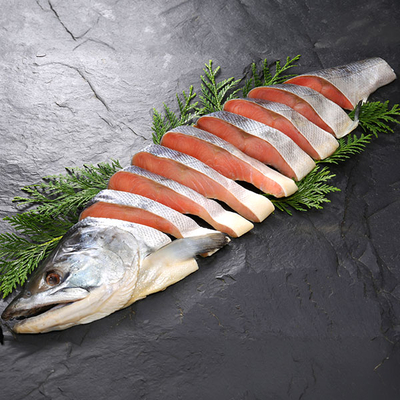 北海道雄武産秋鮭山漬け姿切身（半身）1.3kg（個包装）