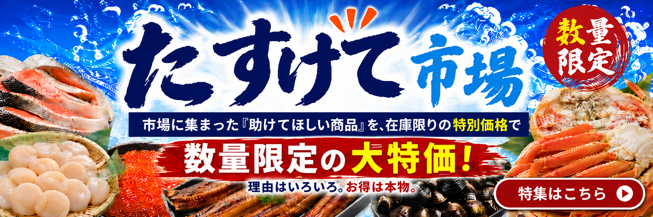 たすけて市場|市場に集まる「助けて商品」が在庫限りの特別価格の通販