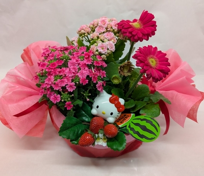 2026母の日 ハローキティーのフラワーバスケット