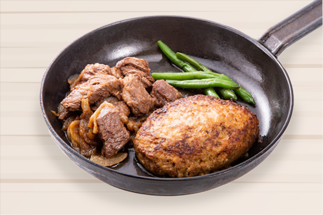 ステーキハンバーグセット（おろしソース） | Mrジョージネットストア