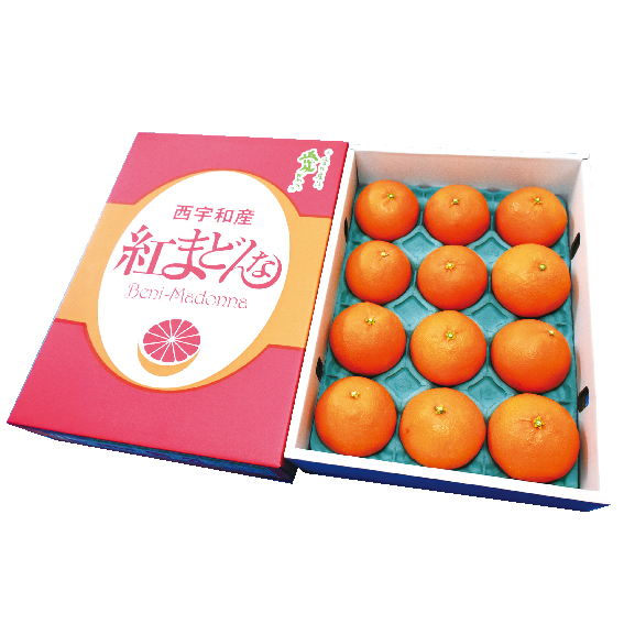 No.57 紅まどんな（家庭用）化粧箱 4L8玉又は3L10玉又は2L12玉又はL15