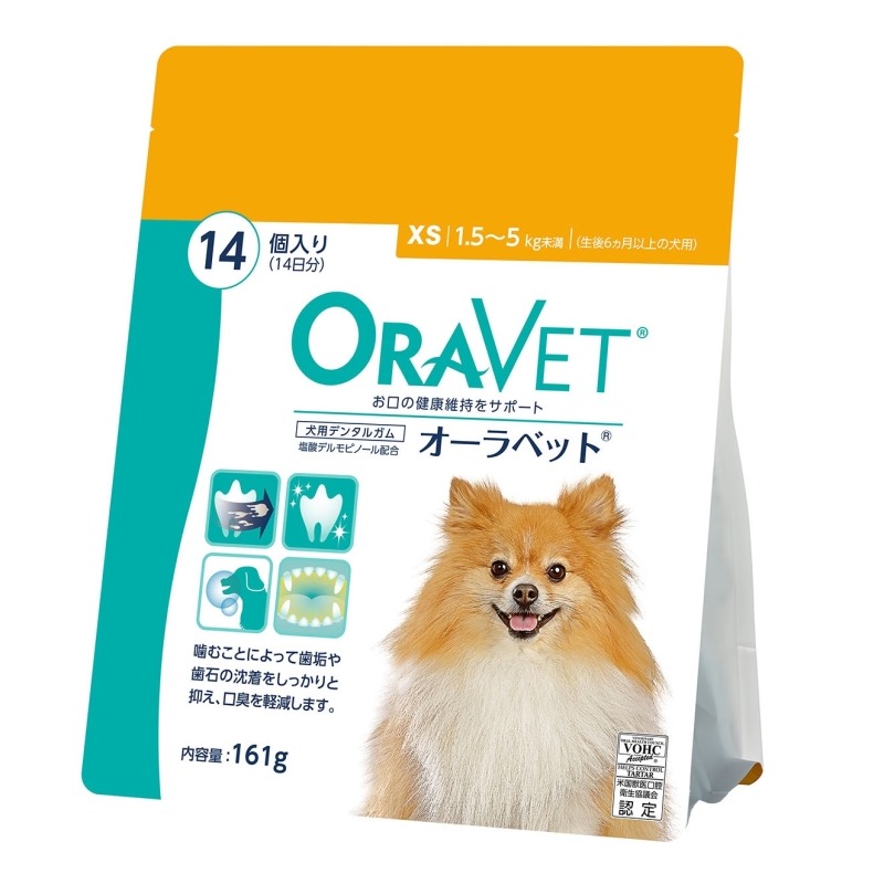 ORAVET オーラベットXS 5袋 犬　ドッグフード　ガム　おやつ　デンタル 当日出荷】『オーラベット XS パウチ (14個入) ×1個』【1.5～5.0kg