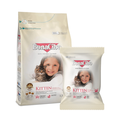 ボナシーボ 子猫用ドライフード チキン・アンチョビ＆ライス 1.5kg / 100g【総合栄養食/スーパープレミアムキャットフード】