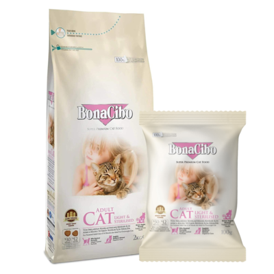 ボナシーボ 成猫用ドライフード チキン・アンチョビ＆ライス (低カロリー) 2kg / 100g【総合栄養食/スーパープレミアムキャットフード】