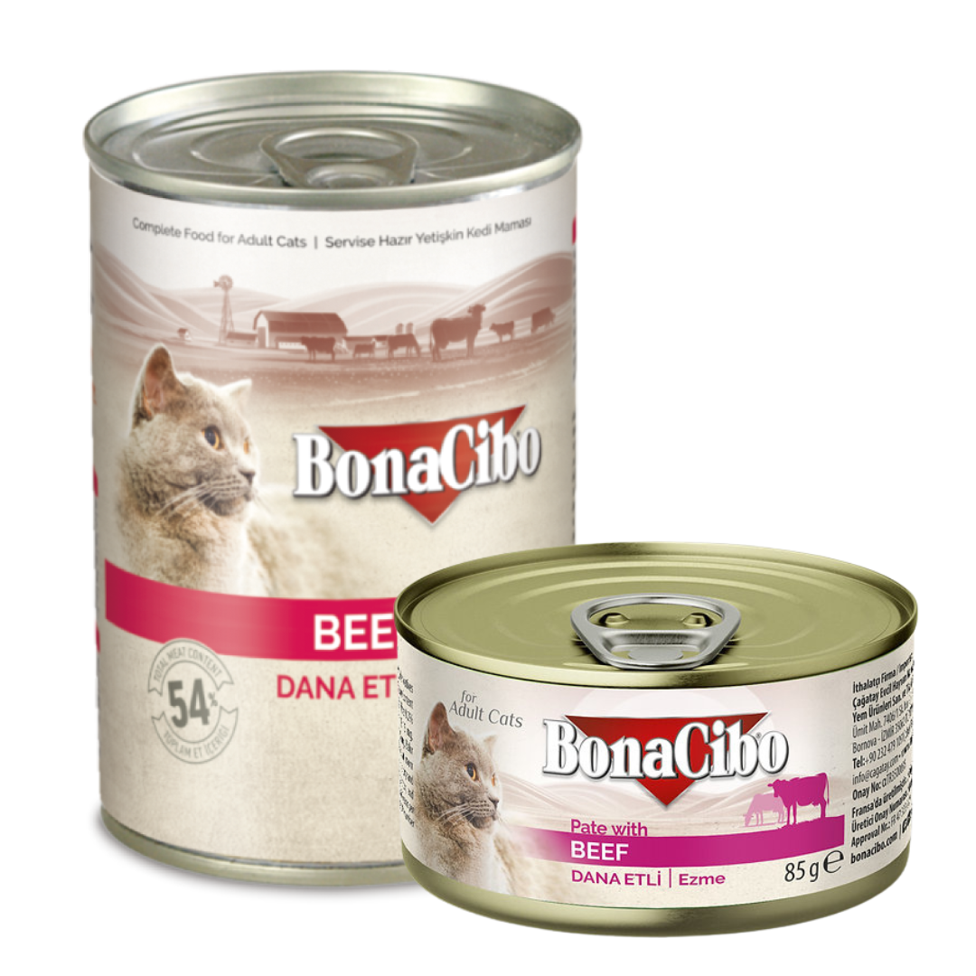 キャットフード ボナシーボ Bonacibo 成猫用 缶詰 ビーフ【マルシェ