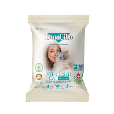 ボナシーボ 成猫用 ドライフード サーモン (低カロリー) 100g【総合栄養食/スーパープレミアムキャットフード】