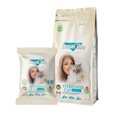 ボナシーボ 成猫用 ドライフード サーモン (低カロリー) 2kg / 100g【総合栄養食/スーパープレミアムキャットフード】