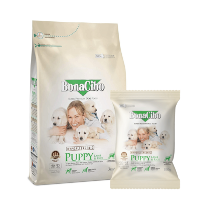 ボナシーボ 子犬用ドライフード ラム＆ライス 3kg / 100g【総合栄養食/スーパープレミアムドッグフード】