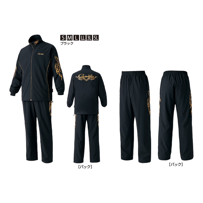 ハタケヤマ ウィンドブレーカー上下セット ブラックXゴールド M寸 ハタケヤマ ウィンドブレーカー上下セット ブラックXゴールド M