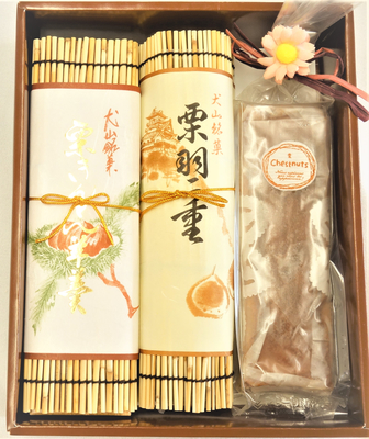 栗羽二重1本とマロンパウンド１本と栗きんとん羊羹１本