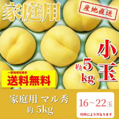 桃　黄肉種　家庭用小玉　マル秀　約5k（16～22玉）