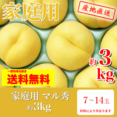 桃　黄肉種　家庭用　マル秀　約3k（7～14玉）