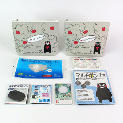 くまモン柄ポーチ 防災グッズ6点入&times;2個　※くまモン防災ポーチ応援プロジェクト商品