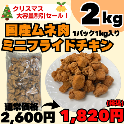国産ムネ肉ミニフライドチキン2パック入り2kg