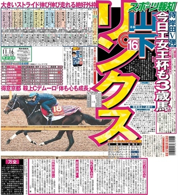 11月16日付スポーツ報知大阪本社版（30ページ)